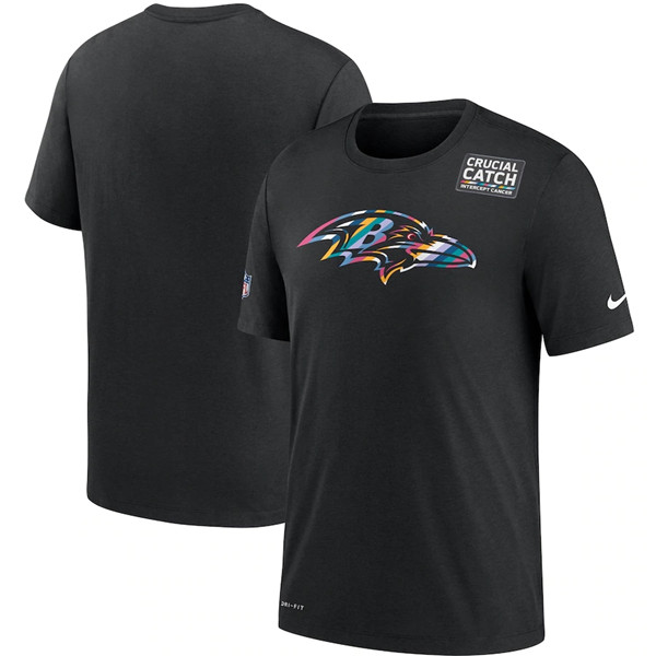 Baltimore Ravens 2020 Black Sideline Crucial Catch Performance NFL T-Shirt (All Size)